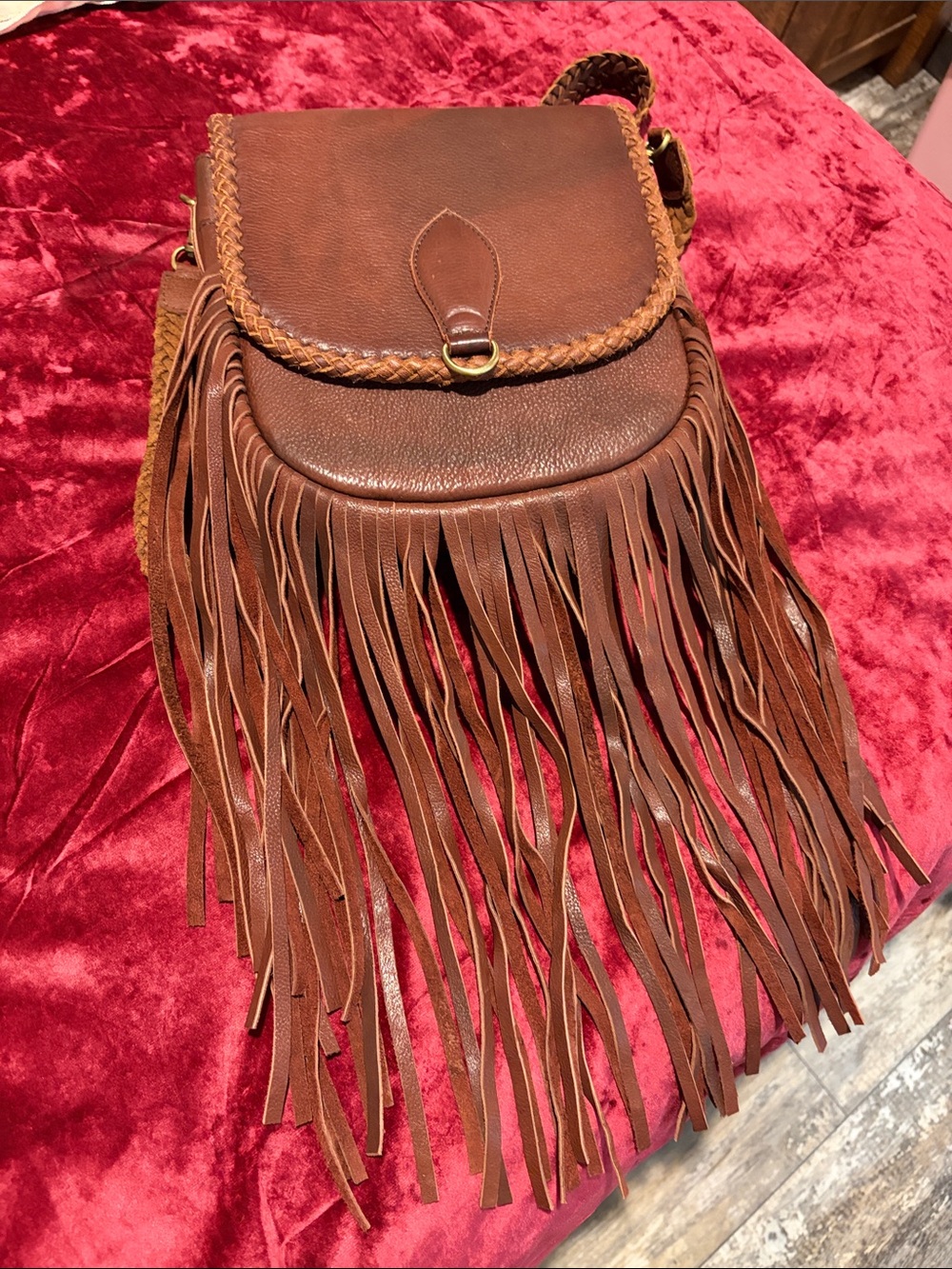 American Darling Fringe Leather Crossbody Bag in Brown NWOT
